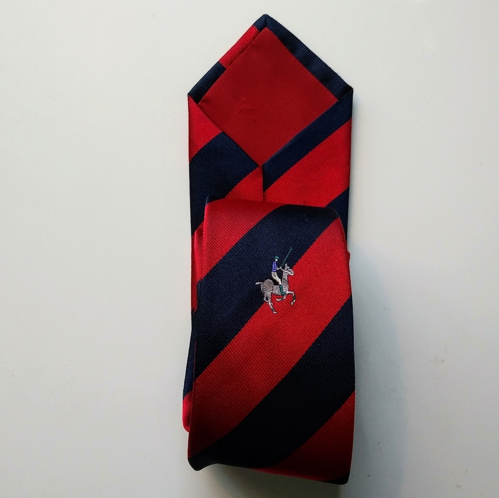 VTG Coles Striped Polo Player 100% Silk Tie